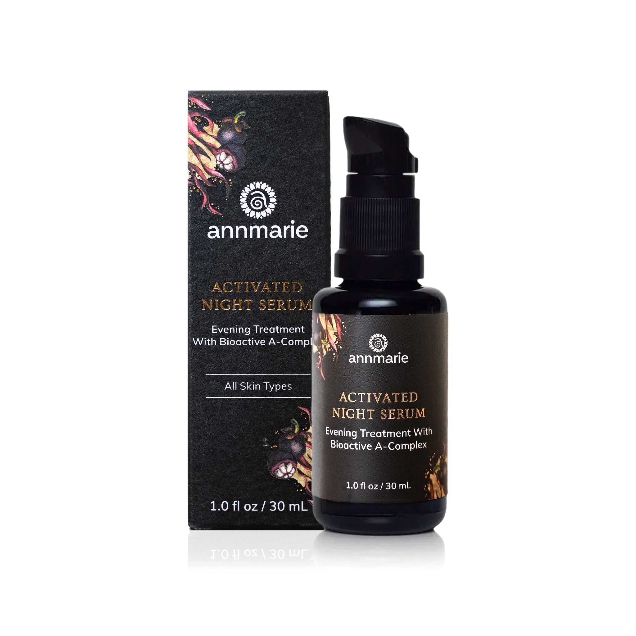 Bottle of Annmarie Skin Care Activated Night Serum with retinol alternative, designed for nighttime skincare.