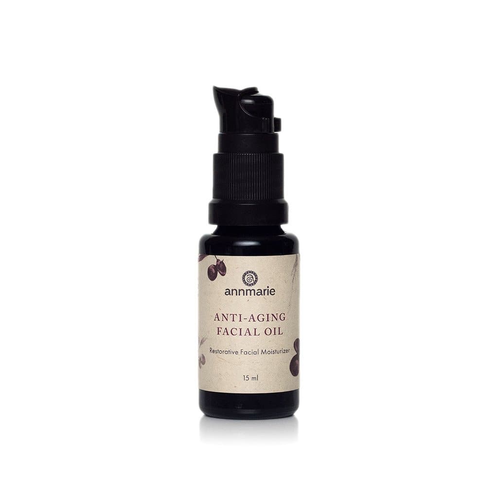 Anti-aging facial oil from Annmarie Skin Care in a 15ml bottle, featuring natural ingredients for youthful skin.