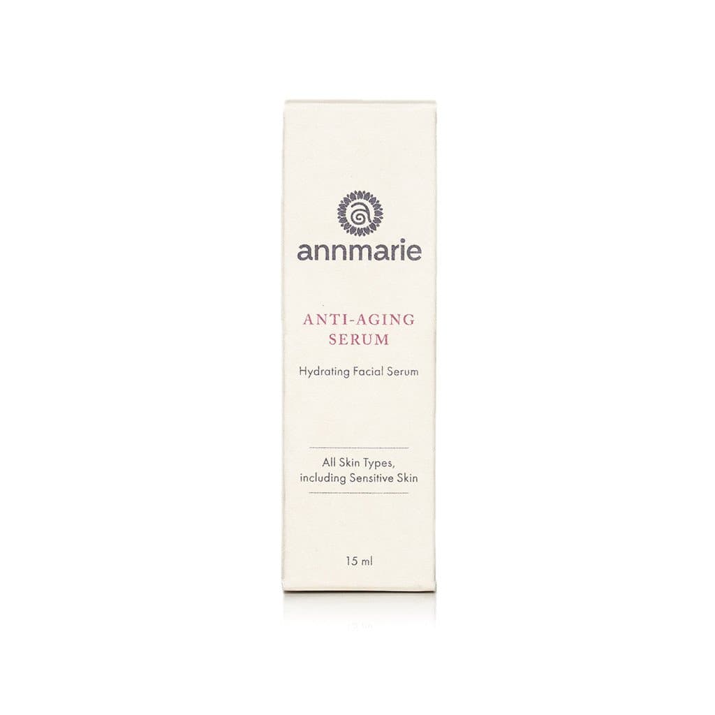 Bottle of Annmarie Skin Care Anti-Aging Serum in 15ml container, with sleek packaging and product label visible.