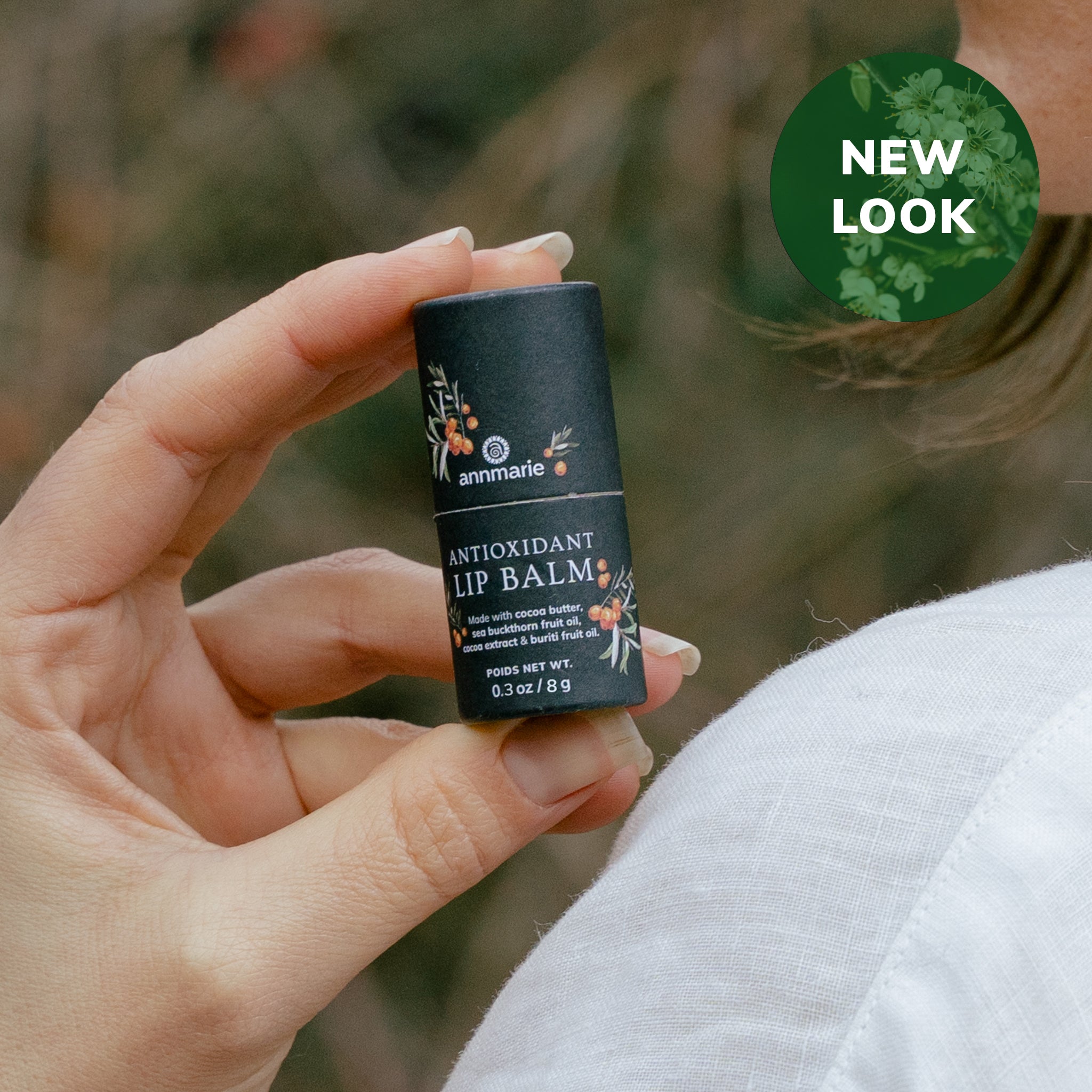 Annmarie Skin Care Antioxidant Lip Balm in a sleek tube, enriched with natural ingredients for nourishing and protecting lips.