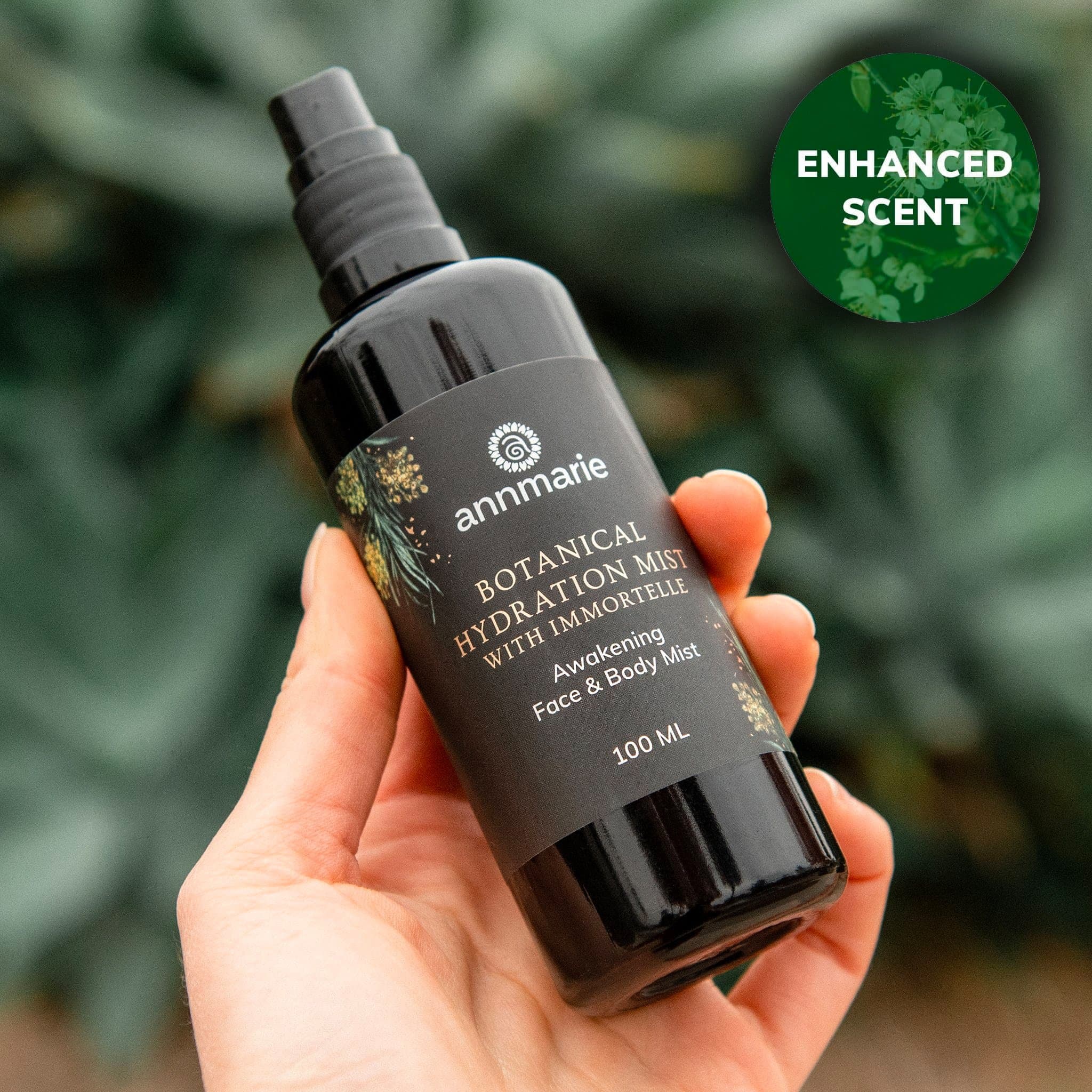 Botanical Hydration Mist with Immortelle by Annmarie Skin Care, 100ml, featuring natural herbal ingredients for refreshing skin.