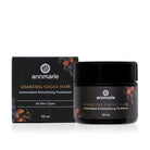 Charcoal cacao mask in a 50ml jar by Annmarie Skin Care, featuring a dark, creamy facial treatment with natural ingredients.