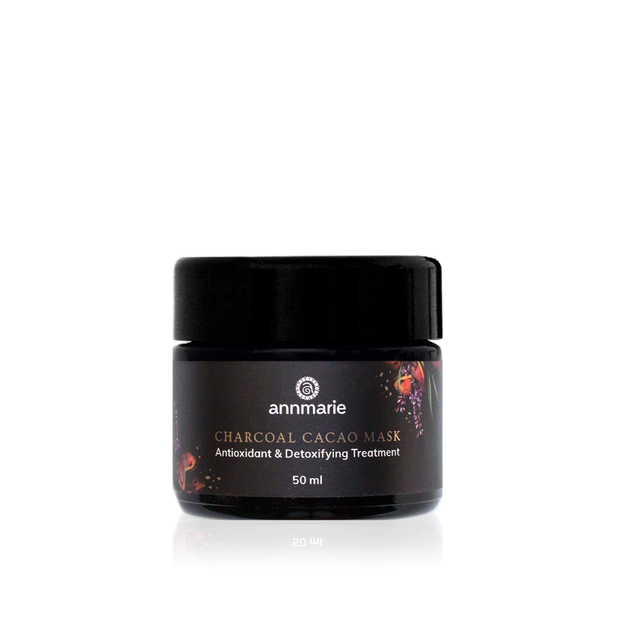Annmarie Skin Care Charcoal Cacao Mask in 50ml jar, natural skincare product with charcoal and cacao ingredients for deep cleansing