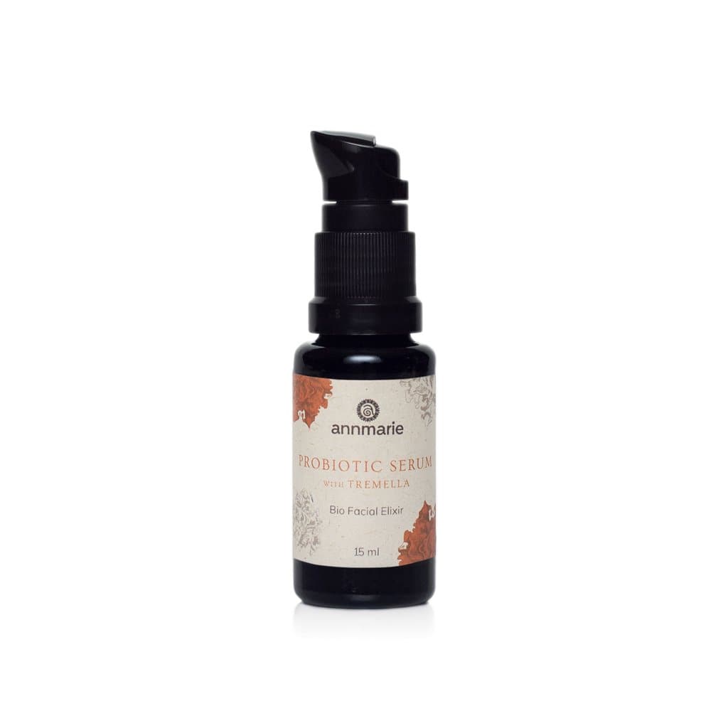 Bottle of Annmarie Skin Care Probiotic Serum with Tremella extract in 15ml glass dropper bottle for facial skincare.