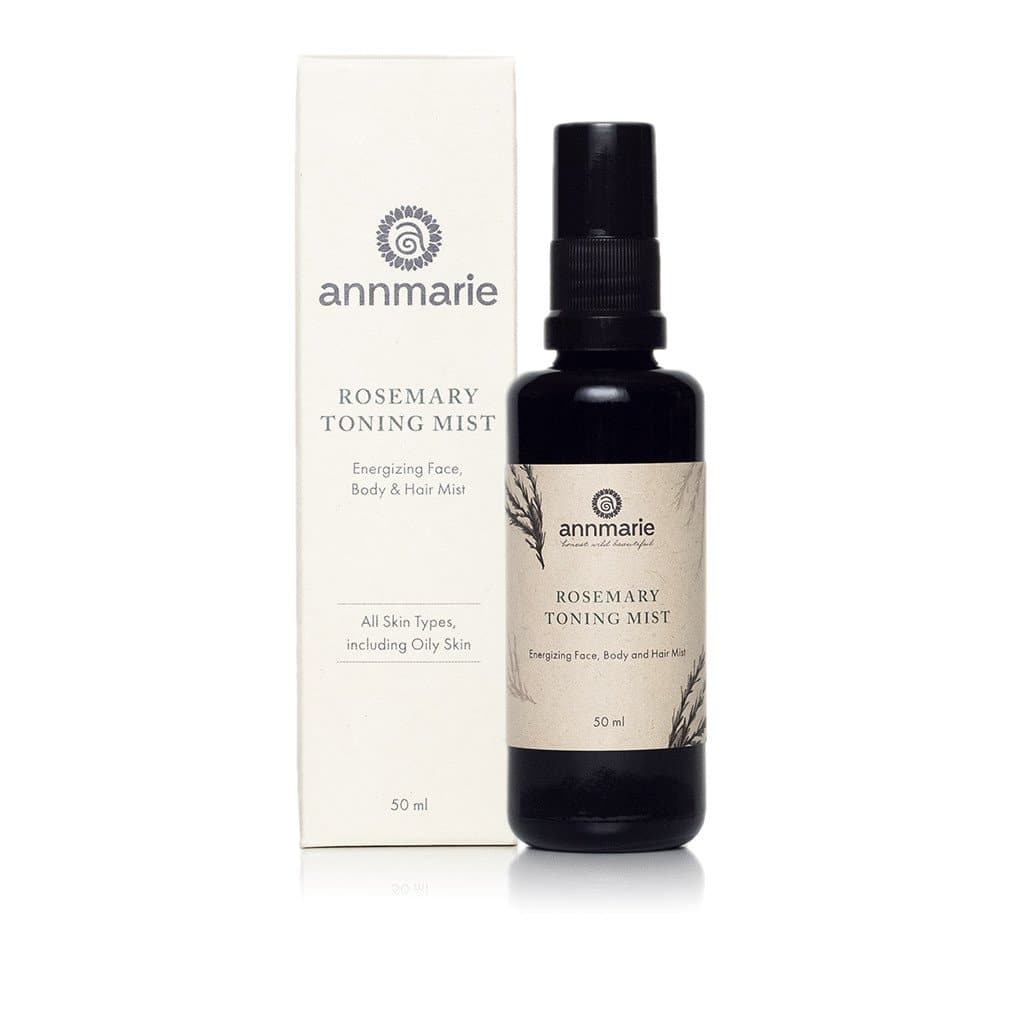 Rosemary Toning Mist by Annmarie Skin Care in a 50ml spray bottle, featuring fresh rosemary leaves and botanical ingredients.