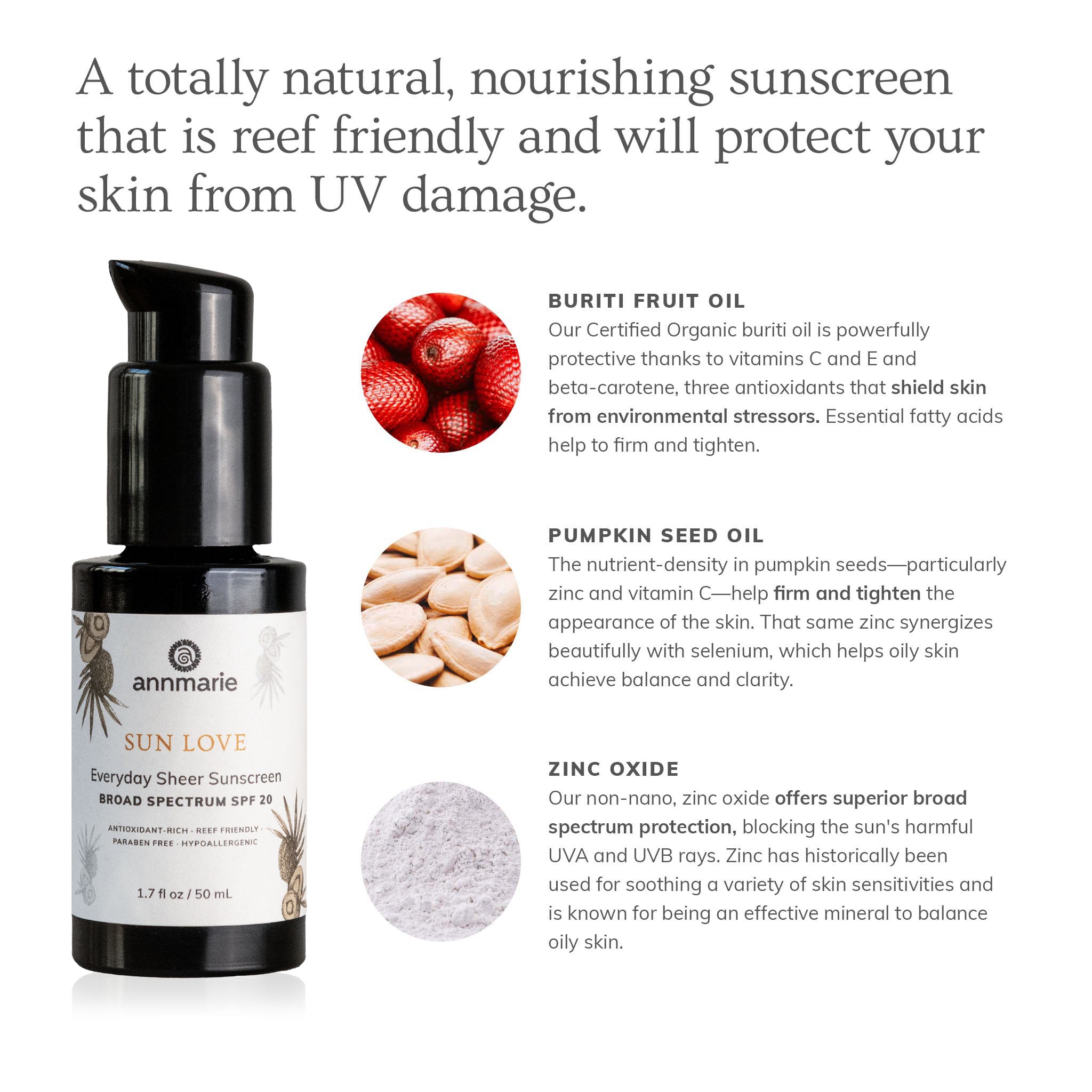 Annmarie Skin Care Sun Love Everyday Sheer Sunscreen 50ml tube with lightweight, protective SPF formula