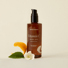 Neroli and yuzu Vitamin C body oil from Apoterra, a nourishing bath and body oil with citrus essential oils and vibrant orange hue.