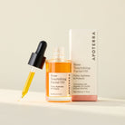 Apoterra Rose Nourishing Facial Oil bottle with rose petals, showcasing natural skincare for glowing, hydrated skin.