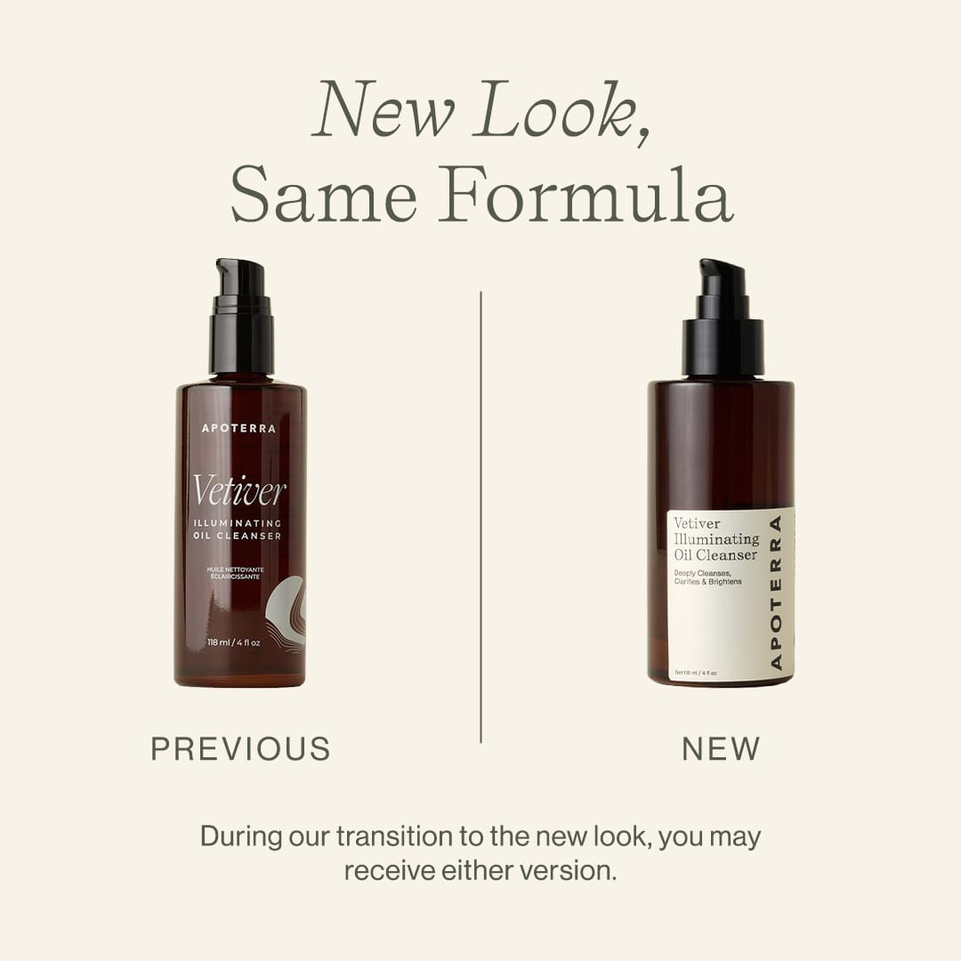 Apoterra Vetiver Illuminating Oil Cleanser soap in sleek packaging, highlighting natural ingredients and elegant design.