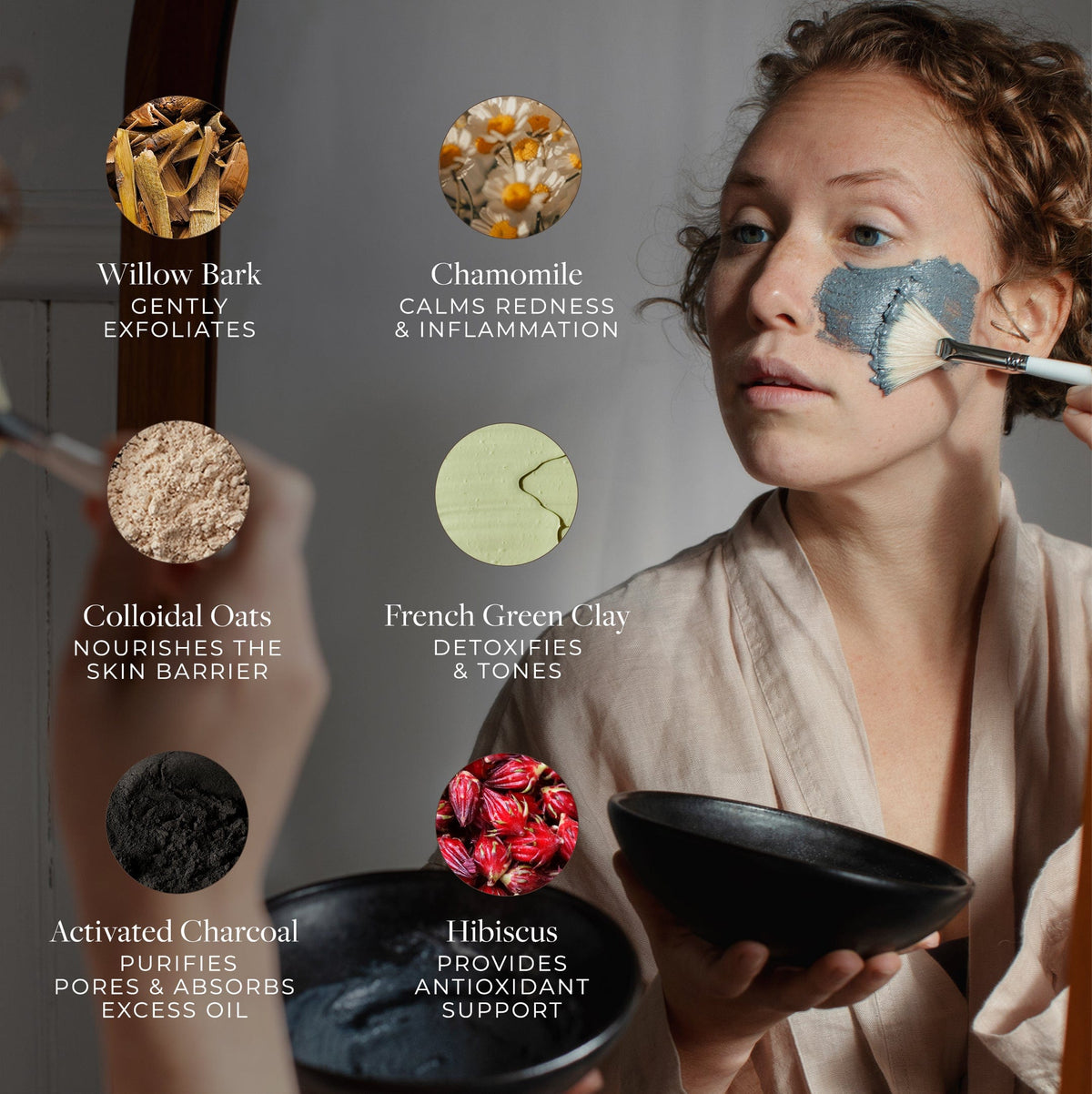 Apoterra Mineral Purifying Mask with charcoal and natural ingredients, highlighting its cleansing and detoxifying properties.