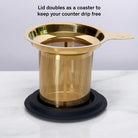 Stainless steel One Cup Tea Infuser by August Uncommon Tea, designed for easy brewing in a single cup, replacing traditional tea balls.