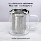 August Uncommon Tea stainless steel one-cup infuser for tea, featuring a sleek design and easy-to-use infuser basket.