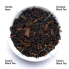 Smoky vanilla black tea bag from August Uncommon Tea, featuring black tea with smoky vanilla flavor in a 15-cup bag.