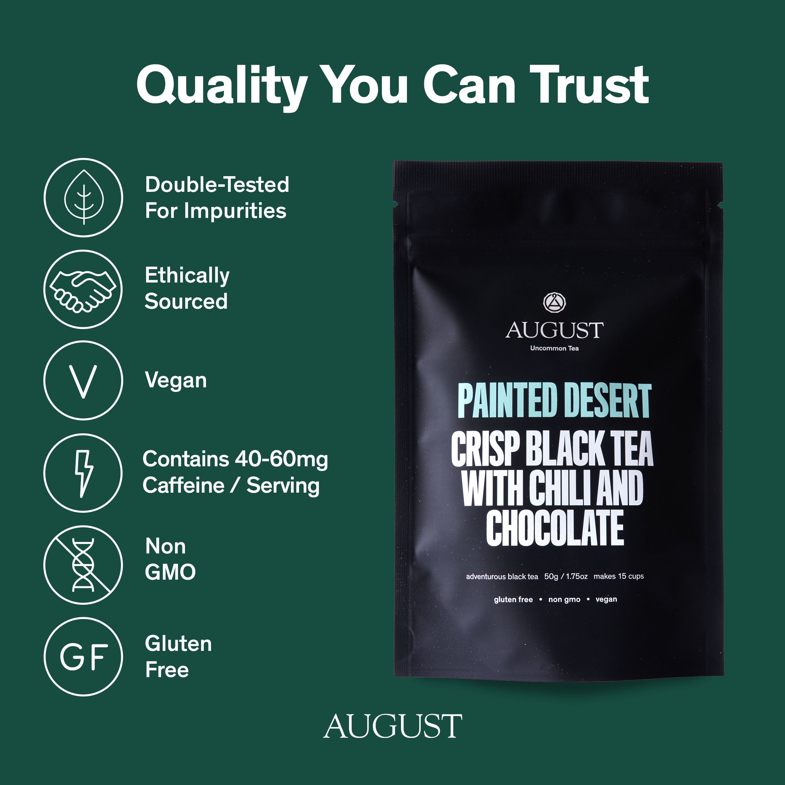 Painted Desert Chocolate Chili Black Tea in a 28-cup tin from August Uncommon Tea, showcasing the black tea blend with rich flavors.