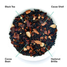 Black tea in a 28-cup tin with hazelnut chocolate flavor from August Uncommon Tea, part of the Passage collection.