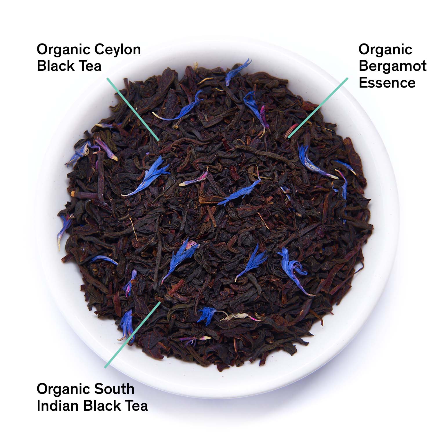 Box of August Uncommon Tea Essentials Earl Grey Black Tea bags, showing 15 individually wrapped tea bags in a box.