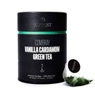 August Uncommon Tea Combray Vanilla Cardamom Green Tea in 15 tea bags, showcasing the tea box with green tea leaves and elegant packaging.