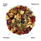 August Uncommon Tea Capri Honeydew Melon Mint Tea herbal tea bag, caffeine-free beverage with fresh honeydew and mint flavor.