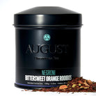 Caffeine-free Negroni herbal tea by August Uncommon Tea in a 15-cup bag, featuring bittersweet orange rooibos flavor.