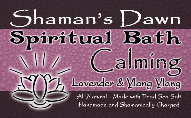 Calming spiritual bath with Dead Sea salts in a glass bowl, featuring natural herbs and stones for relaxation and cleansing.