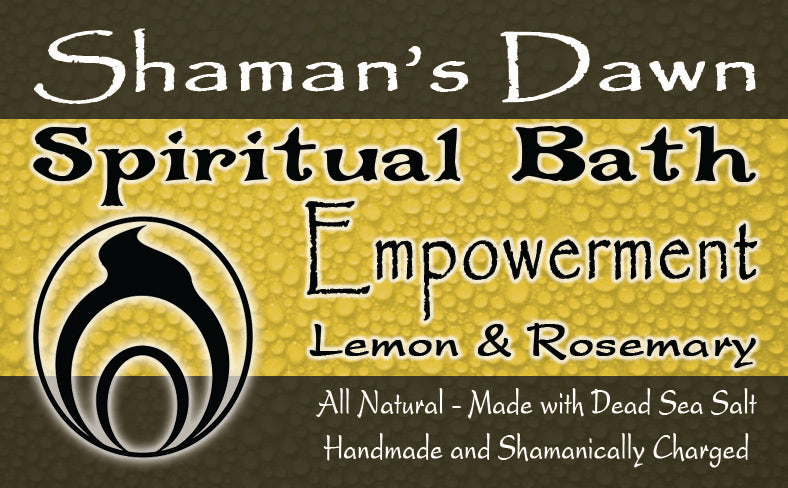 Shamans Dawn Empowerment Dead Sea Salt spiritual bath with natural mineral-rich salts in a glass bowl on a wooden surface
