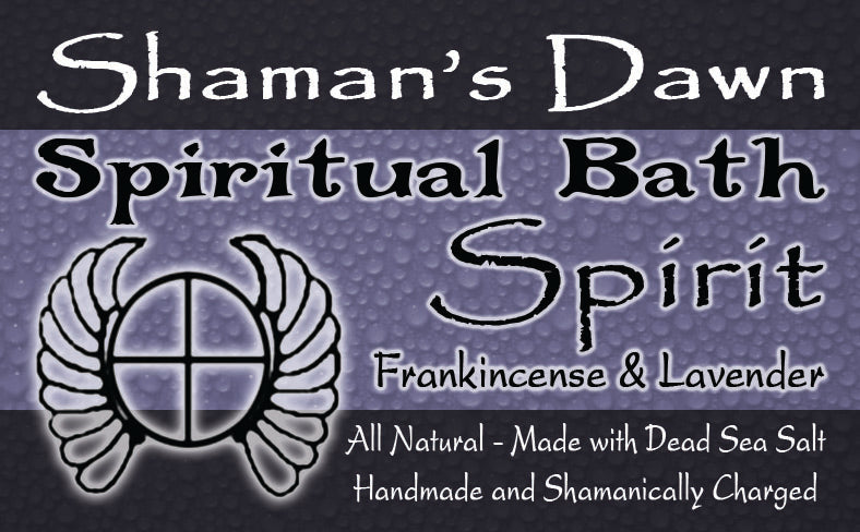 Shamans Dawn Spirit Spiritual Bath with Dead Sea Salt in a clear glass jar, ready for a relaxing bath experience.