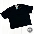 Be The Good embroidered waist-length crop tee from The Graphic Tee, featuring a casual SS graphic design and embroidered detail.