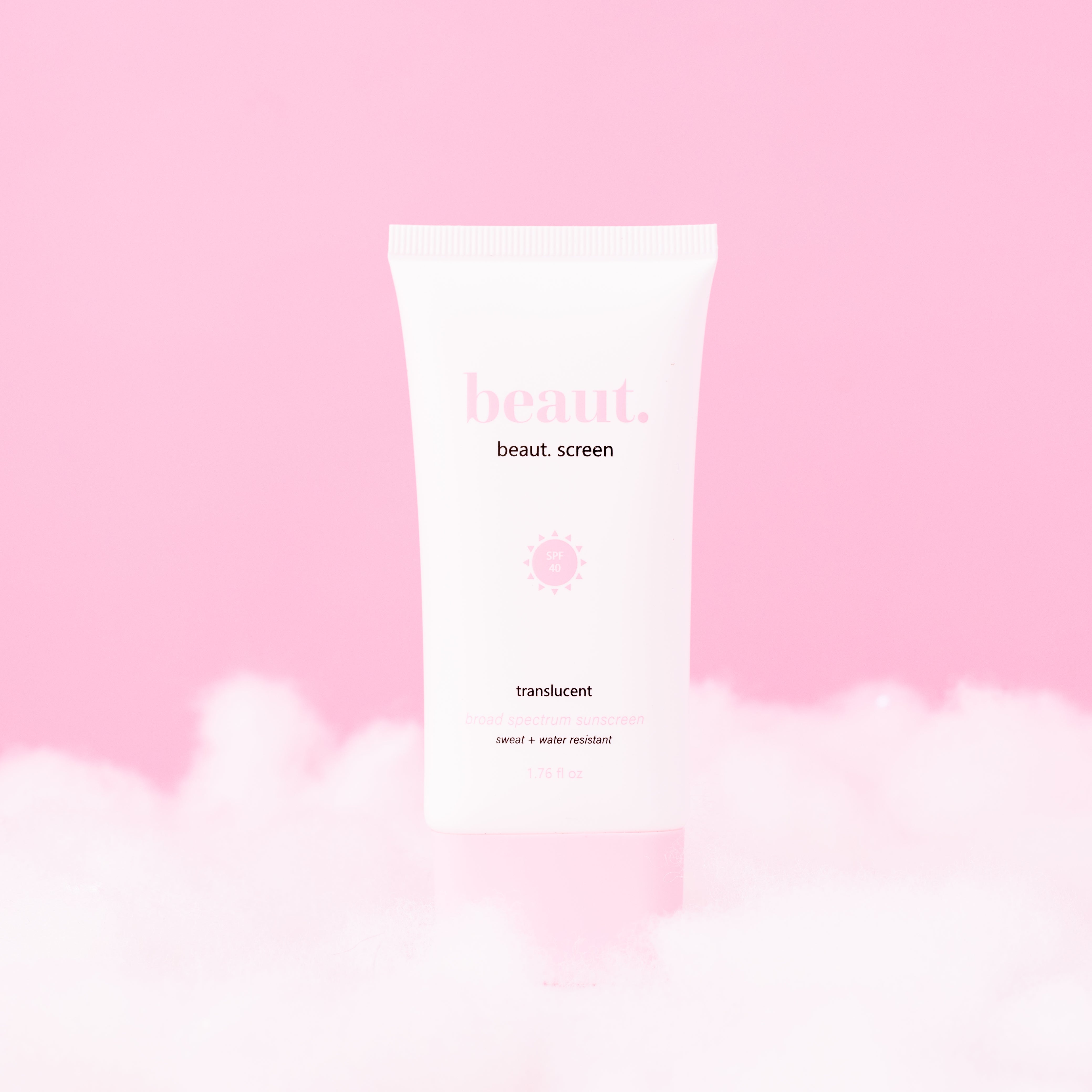 Translucent beaut.screen by beaut.beautyco. featuring a sleek, semi-transparent cosmetic product container with a minimalist design.