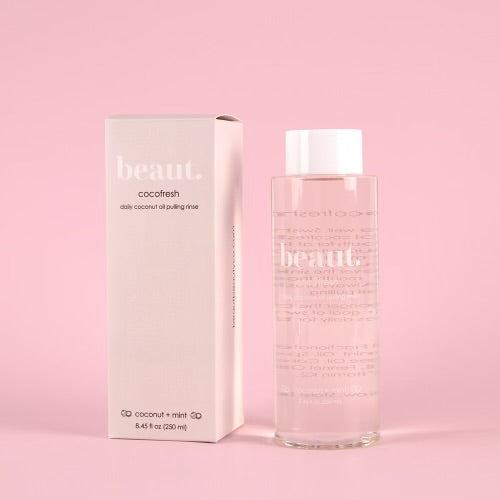 BeautyCo Cocofresh skincare product bottle with coconut extract, featuring a white and blue design.