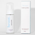 Brightening mint bubbles from beaut.beautyco. with foamy, mint-colored bubbles in a clear container, showcasing skincare product details.