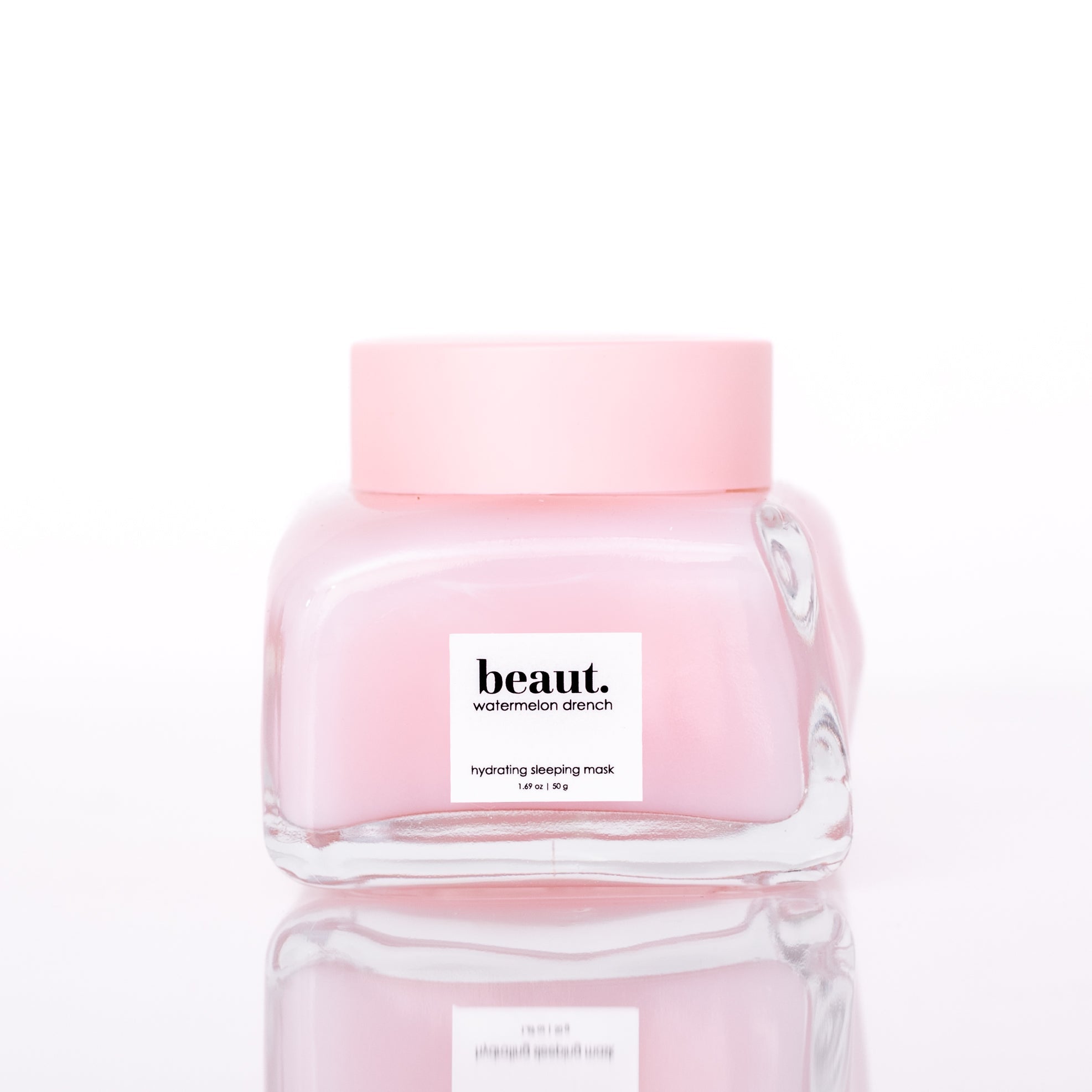 Beaut.beautyco watermelon drench bottle, hydrating skincare product with watermelon extract, displayed on a white background.