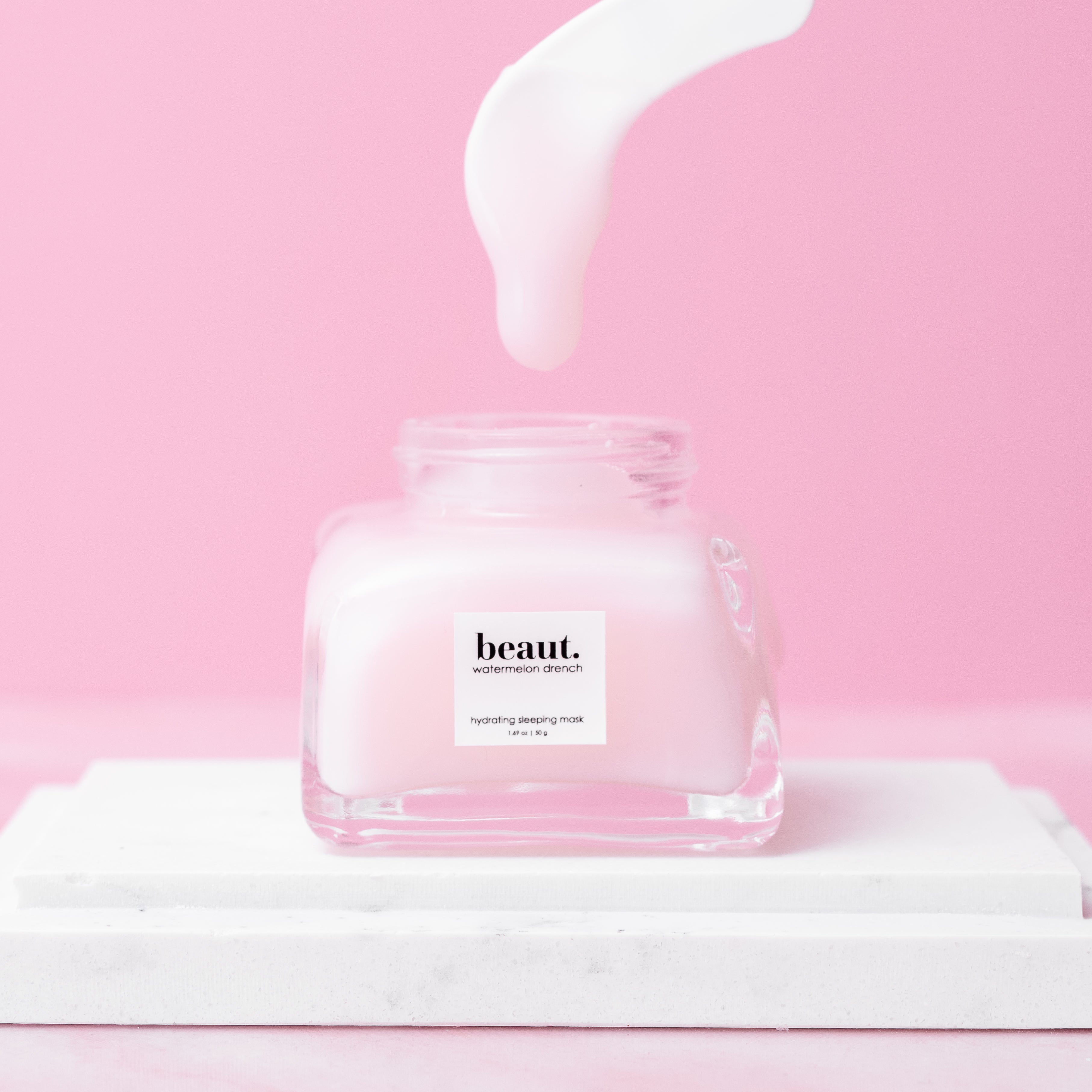 Hydrating watermelon drench from beaut.beautyco., featuring a vibrant, refreshing watermelon-inspired skincare product in a sleek bottle.