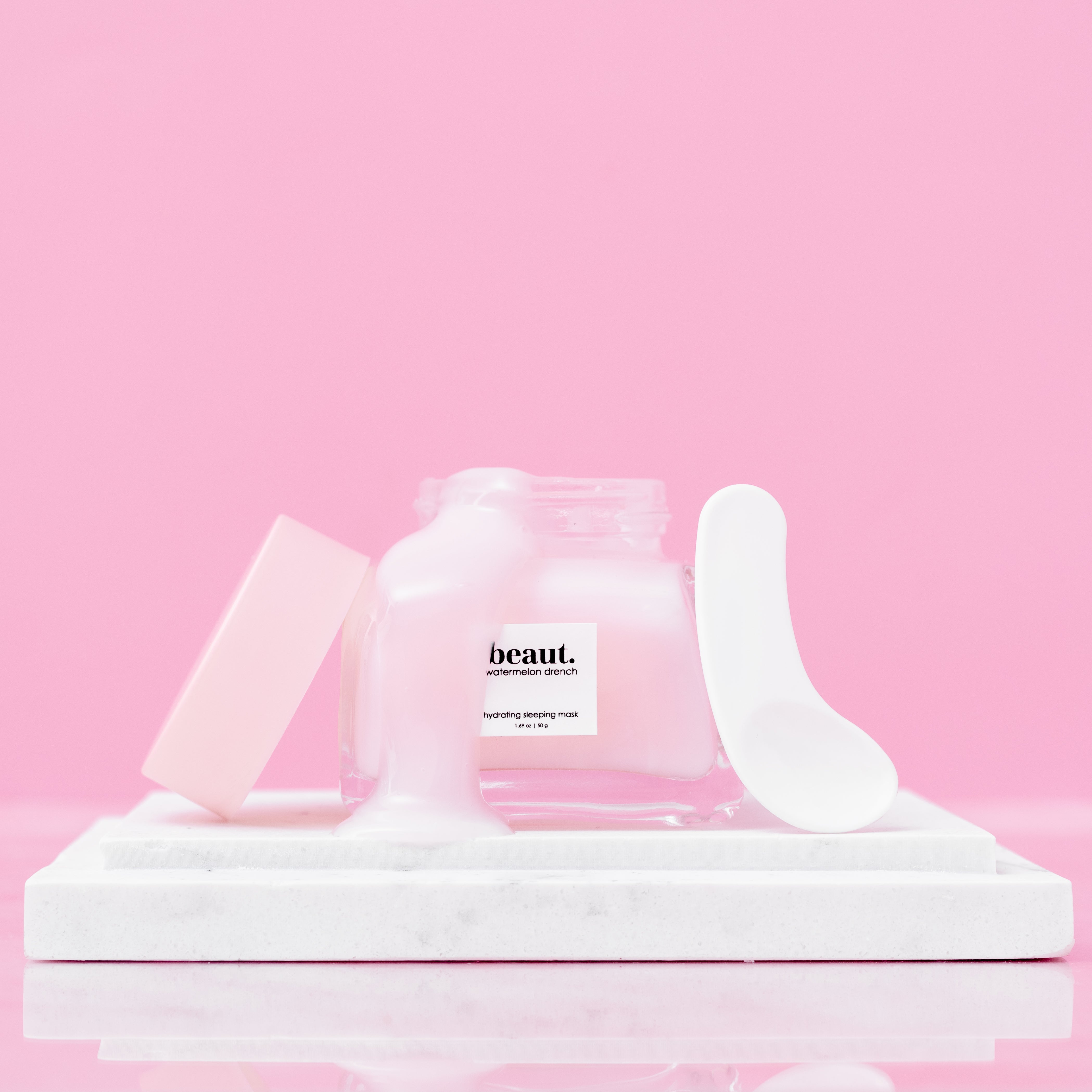 Beauty.co Watermelon Drench hydrating face mist in a clear spray bottle with watermelon-themed packaging.