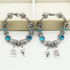 Silver grandmother and granddaughter unending love bracelets from Bella's Yard, featuring intertwined heart charms and delicate chain links.