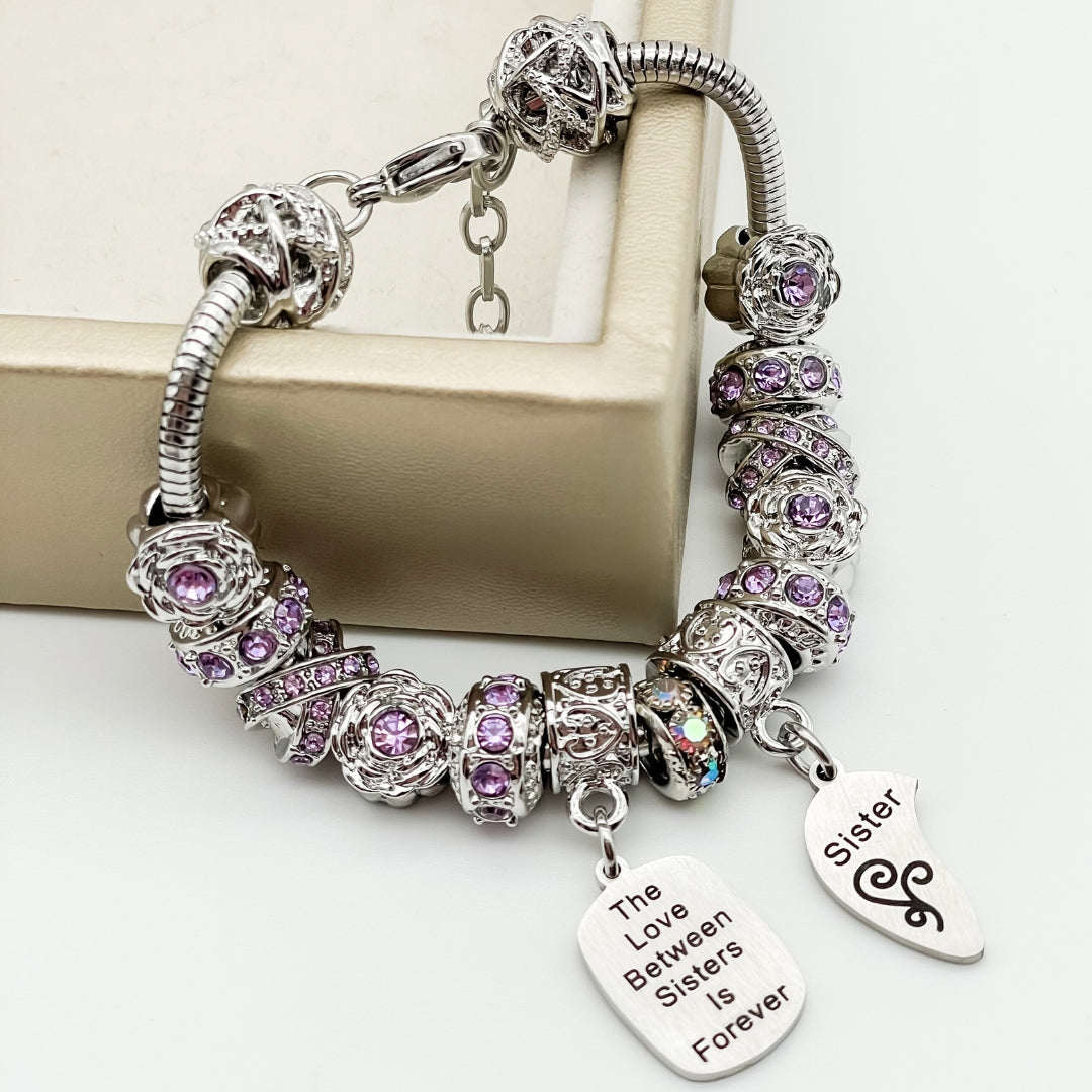 Bella's Yard Sisters Infinite Love bracelet featuring a delicate silver chain and infinity charm symbolizing eternal bond.