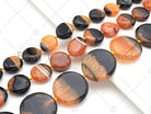 Natural orange and black druzy agate beads, round coin shape, 18mm/20mm/30mm, full strand, from Bestbeads&Beyond.