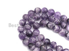High-quality natural dog teeth amethyst beads in 6mm, 8mm, and 10mm round faceted shapes from Bestbeads&Beyond.