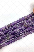 Natural purple amethyst beads, 6x10mm faceted rondelle, large hole beads on 8-inch strand, from Bestbeads&Beyond.