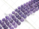 Natural high-quality 10mm round amethyst beads on a 15.5-inch full strand, featuring a new cut and genuine amethyst gemstone.