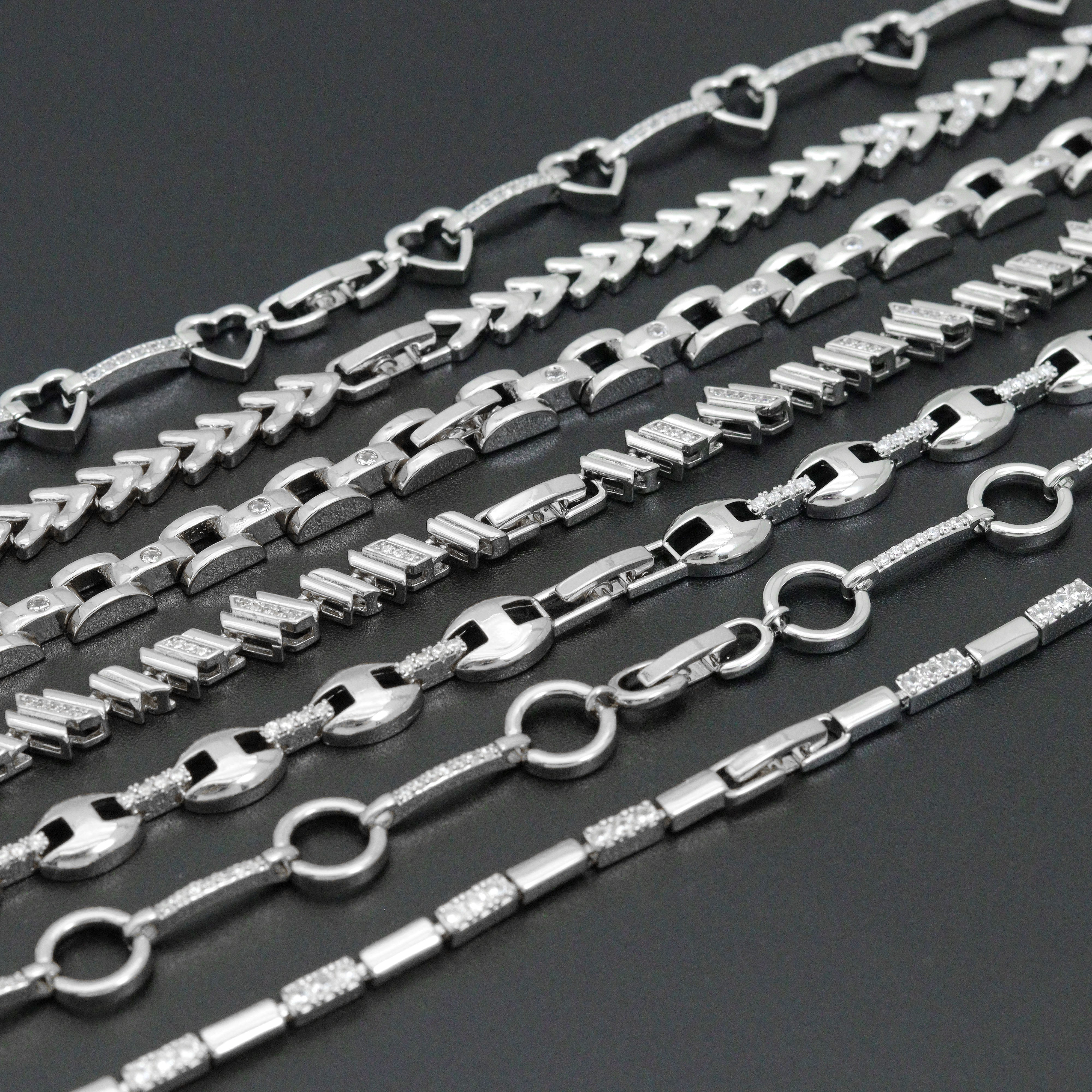Elegant mixed metal chain link bracelet from Bestbeads&Beyond, featuring geometric sparkle design in a stylish bracelet collection.