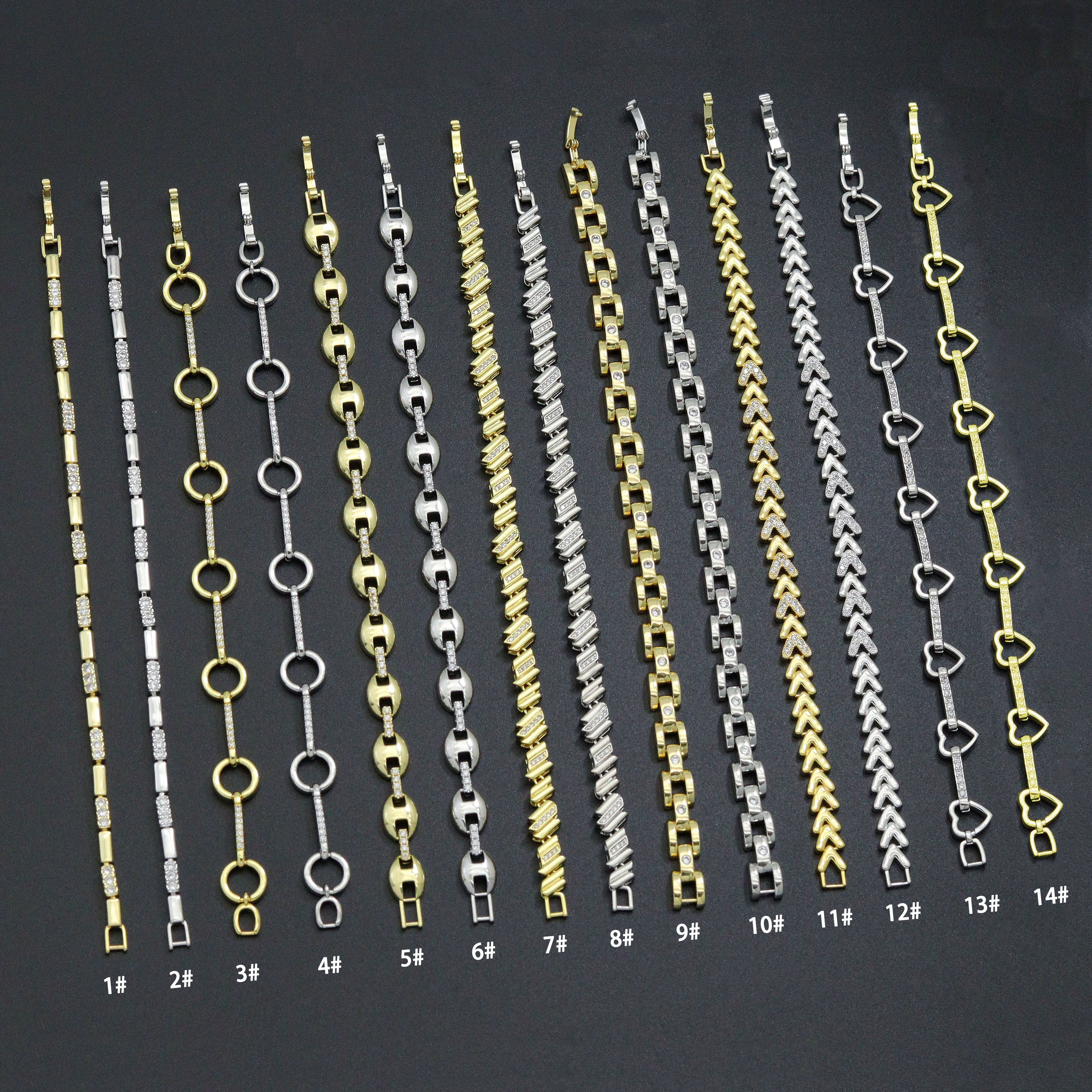 Elegant mixed metal link bracelet from Bestbeads&Beyond with geometric sparkle design, part of the chain bracelet collection.