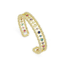 Gold colorful round CZ adjustable bracelet by Bestbeads&Beyond featuring vibrant stones and a sleek design.