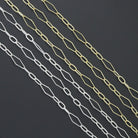 Wholesale gold and silver mixed shape stainless steel chain by the yard, featuring various geometric links, from Bestbeads&Beyond.