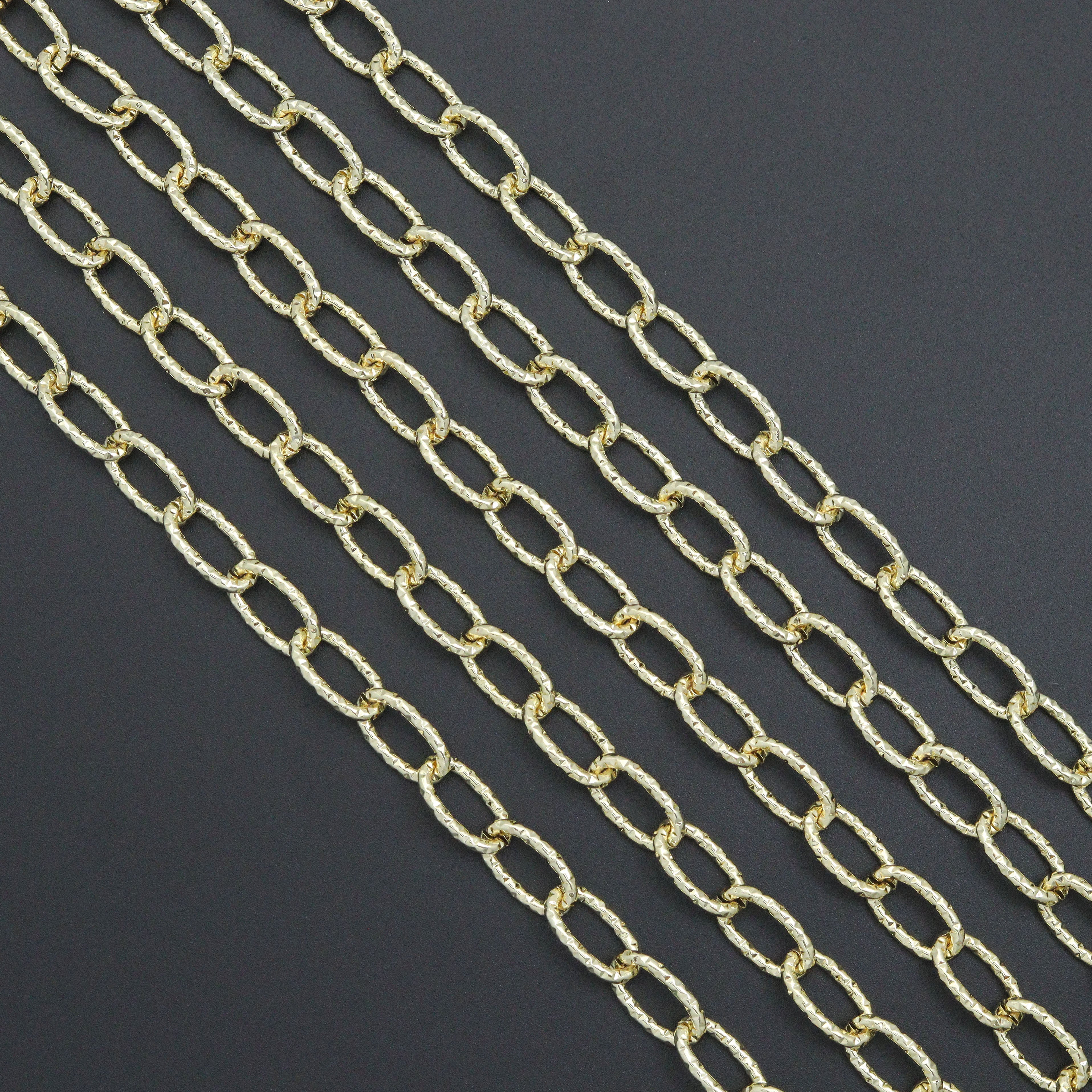 Stainless steel hammered oval link chain by Bestbeads&Beyond, 1 ft, unfinished jewelry chain with textured surface for craft projects.