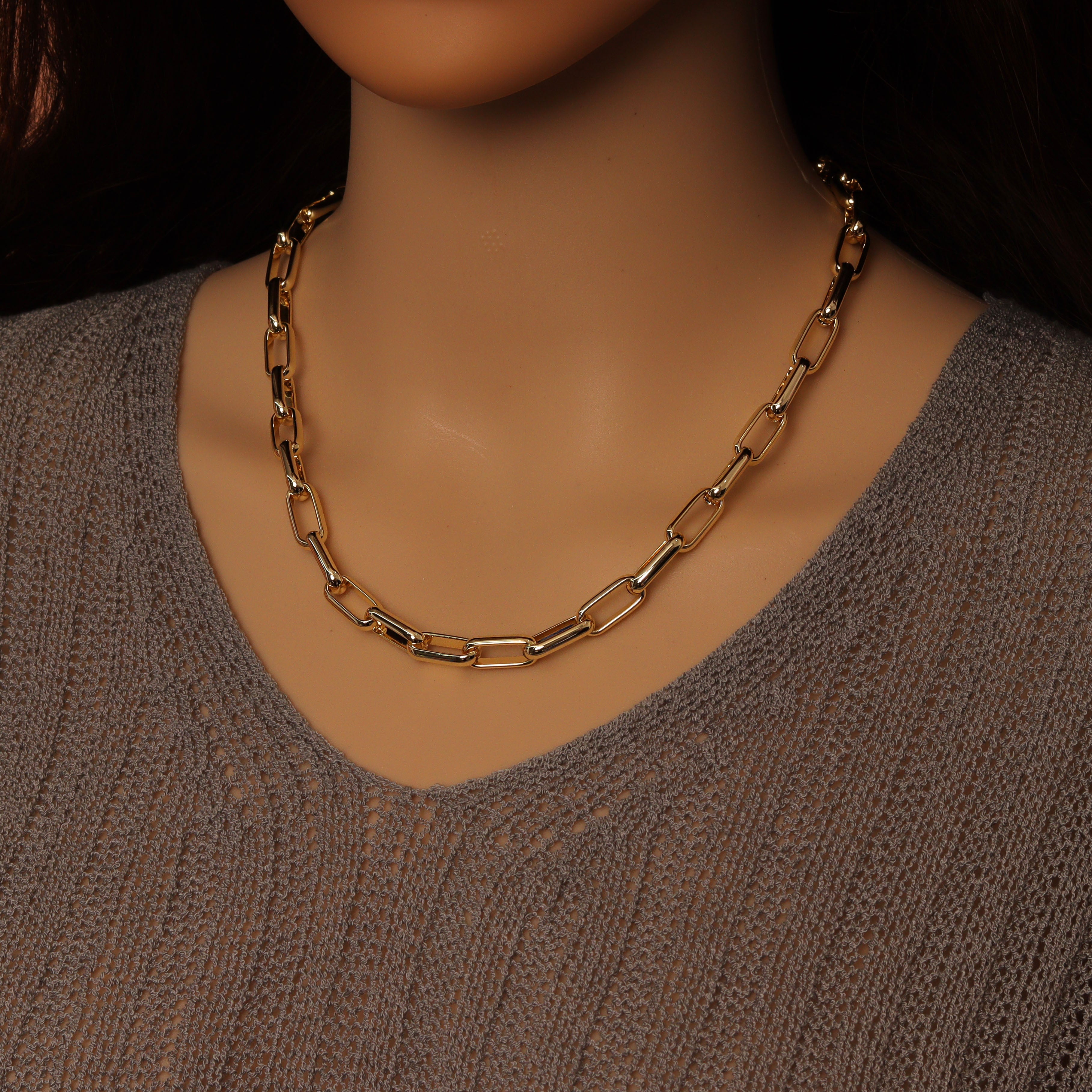Wholesale gold chunky rectangle link chain by Bestbeads&Beyond, 1-foot size, jewelry chain with bold rectangular links.