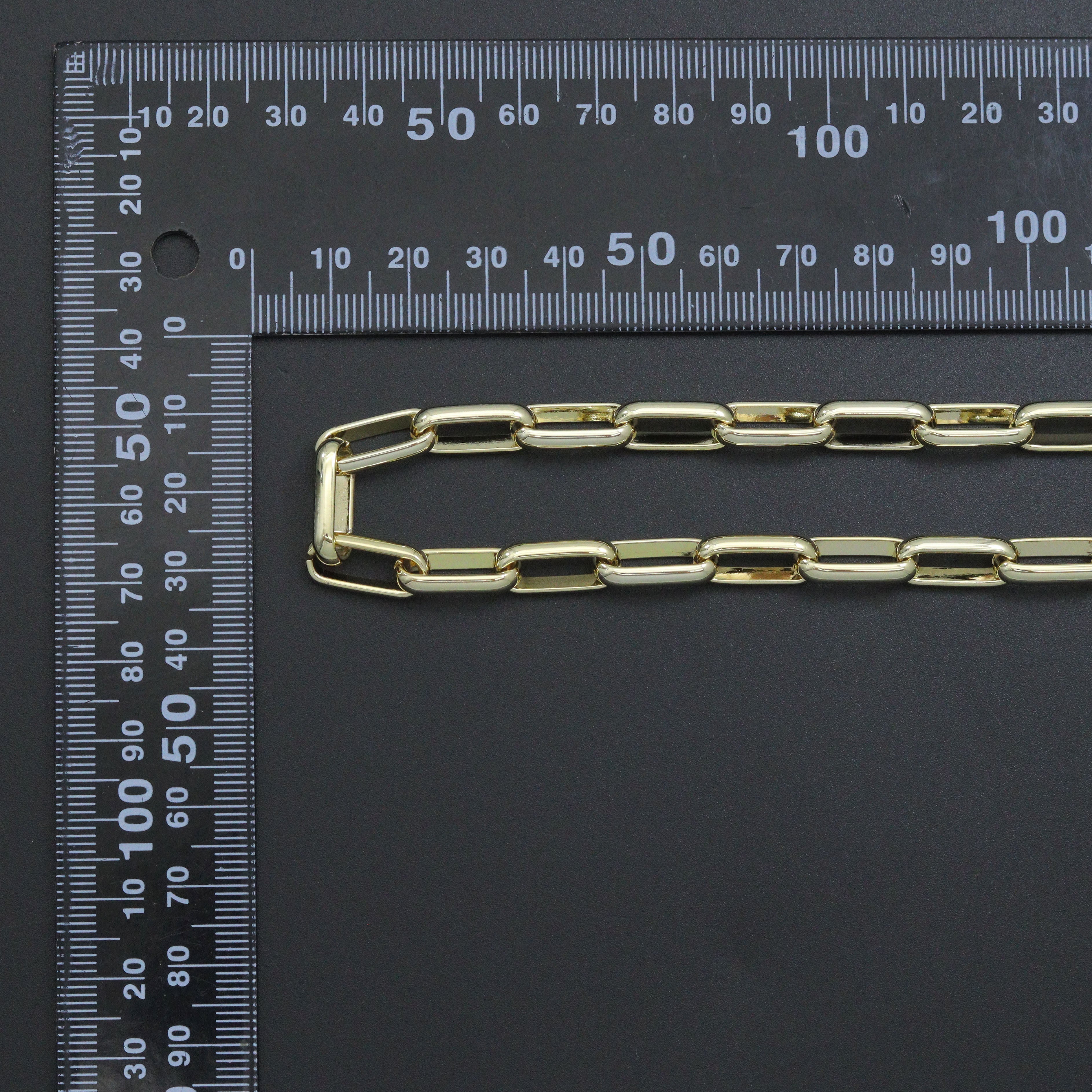 Wholesale gold chunky rectangle link chain by Bestbeads&Beyond, 1 ft length, jewelry chain with bold rectangular links.