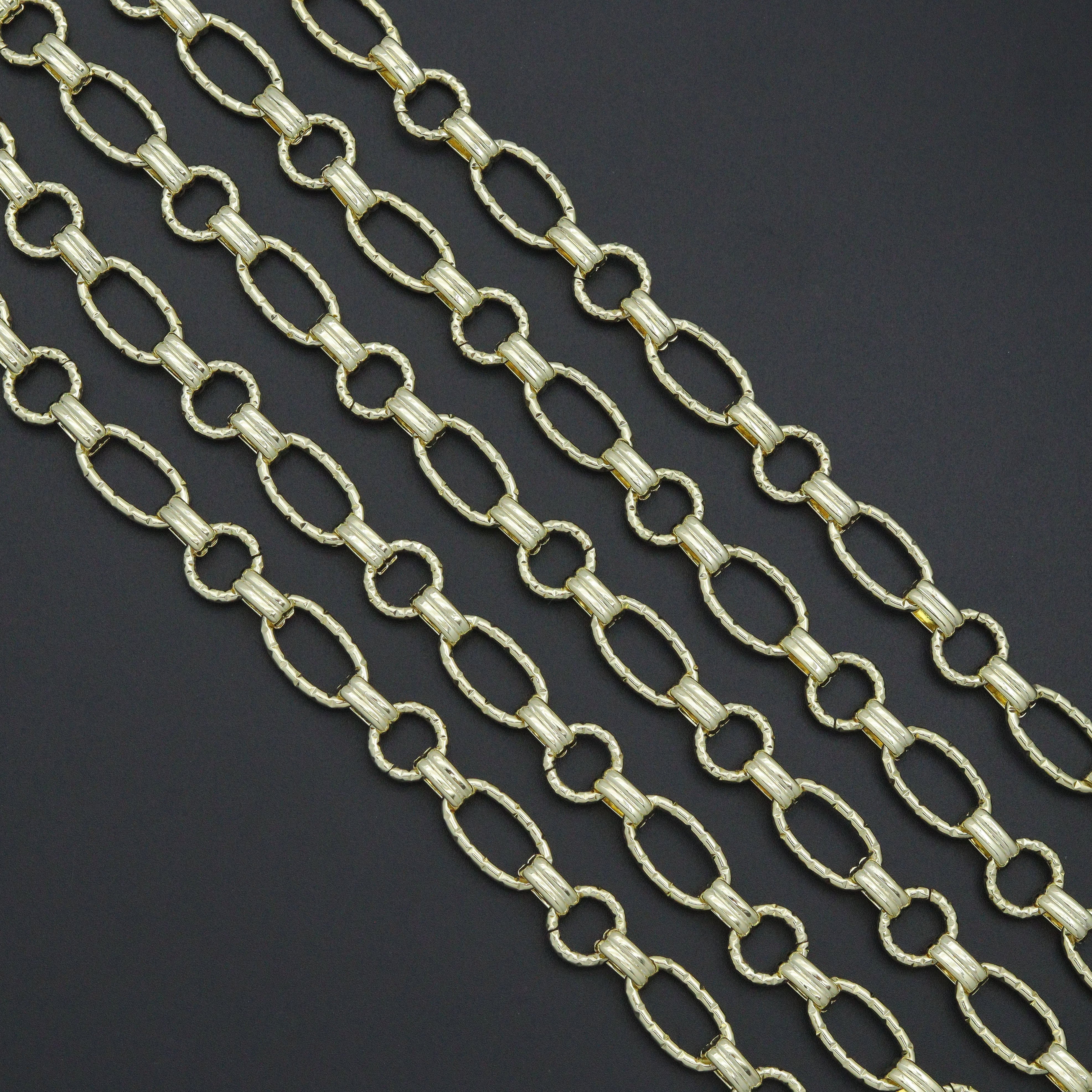 Wholesale chunky round oval link chain by Bestbeads&Beyond, close-up of durable metal jewelry chain with large links.