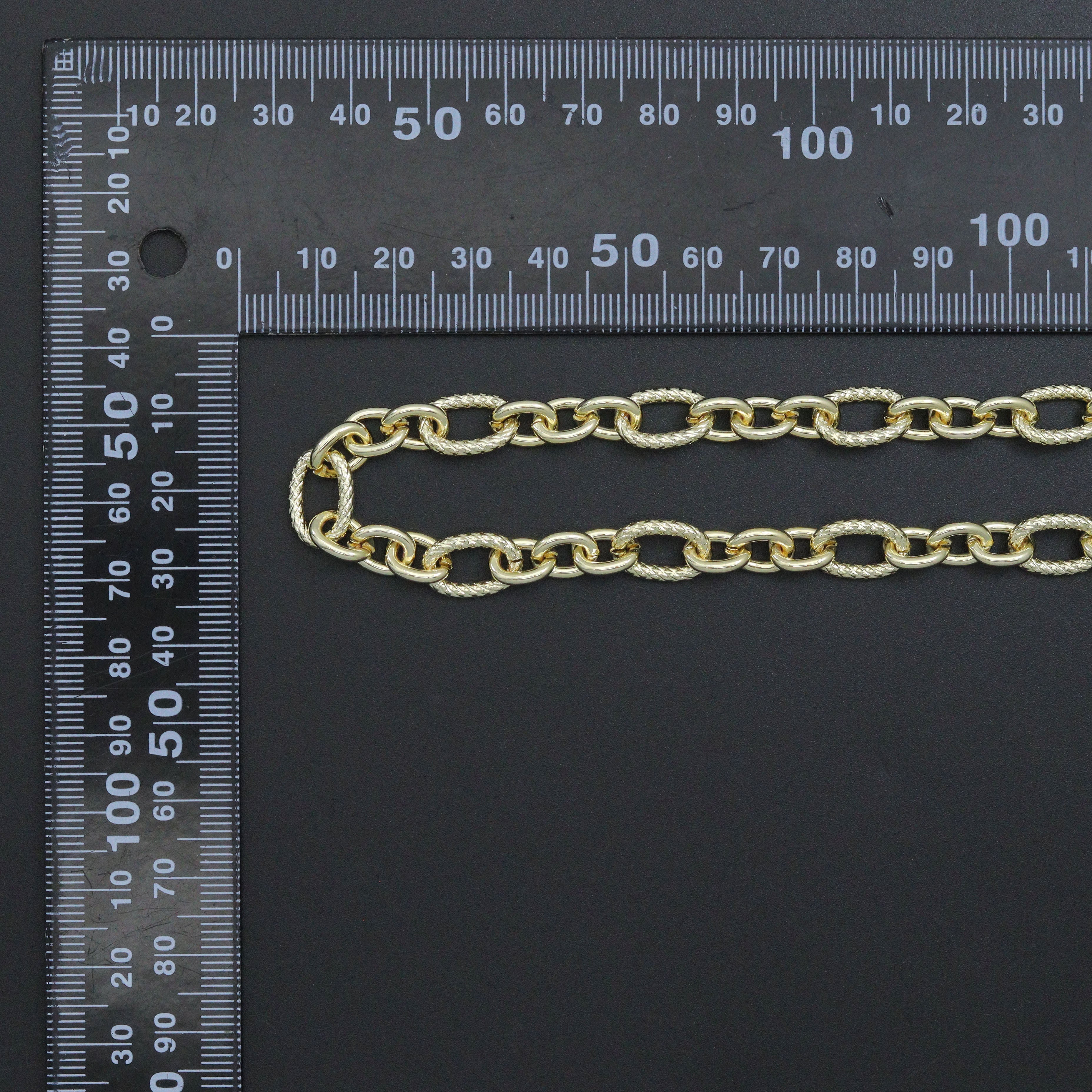 Wholesale mixed oval link chain by Bestbeads&Beyond, 1-foot length, versatile jewelry chain with varied oval links.