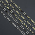 Gold hammered mixed oval shape chain by Bestbeads & Beyond, 1ft wholesale jewelry chain with textured finish.
