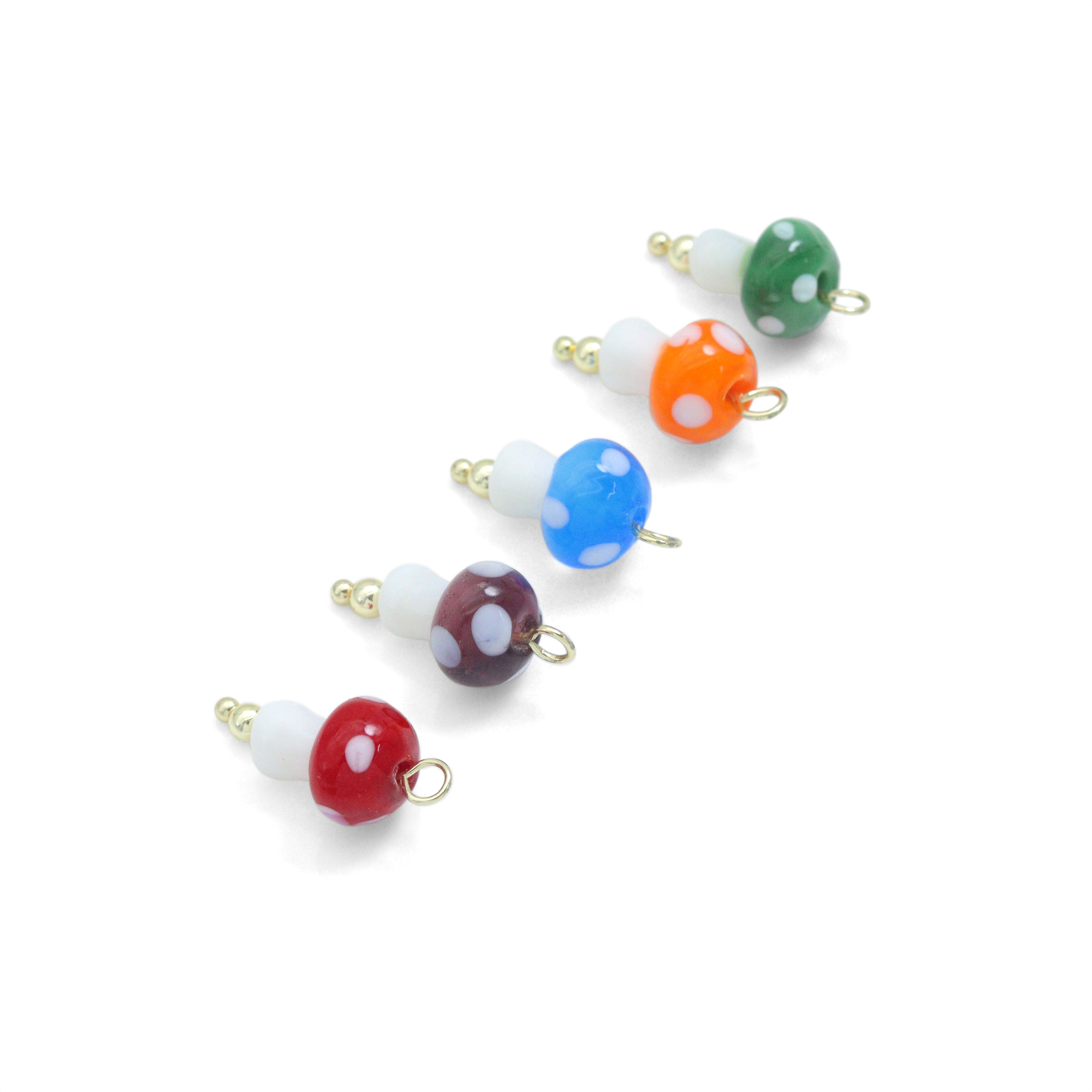 Colorful ceramic mushroom charm by Bestbeads&Beyond for necklaces and bracelets, perfect for jewelry making supplies.